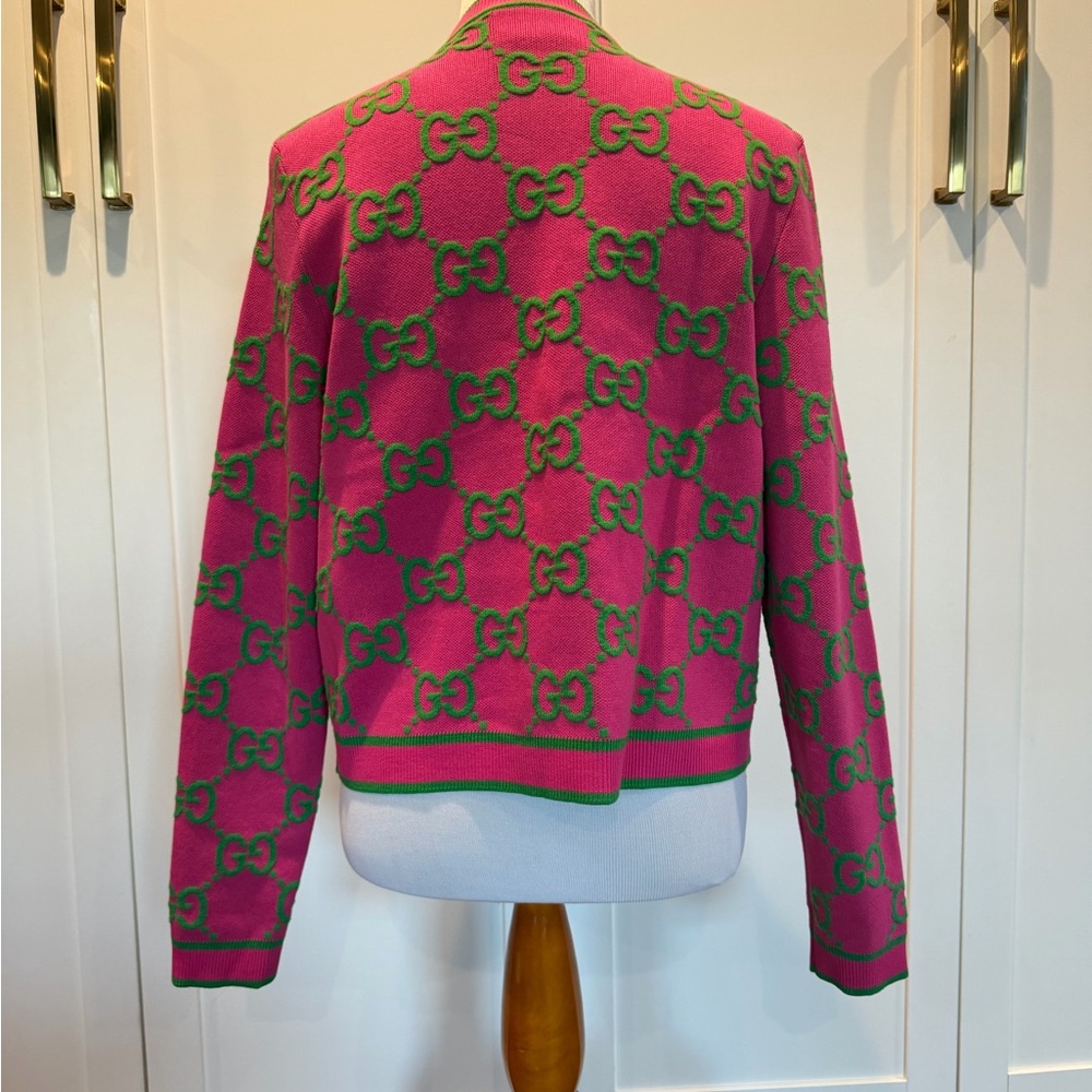 Gucci Pink and Green Logo Cardigan - Picture 2 of 10